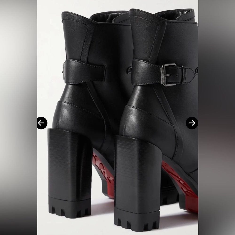 Christian Louboutin Macadamia 100 Buckled Leather Black Lace-Up Ankle Boots 39.5 - Picture 3 of 8